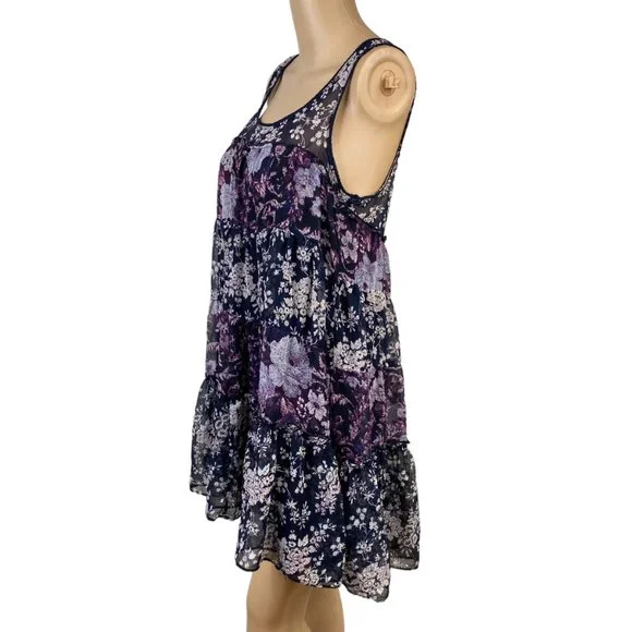 Urban Outfitters Kimchi Blue Tiered Trapeze Slip Sundress S Floral Swing Summer - Picture 7 of 10